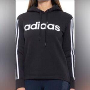 EUC Adidas Essential 3-Stripe Logo Hoodie Black Size L